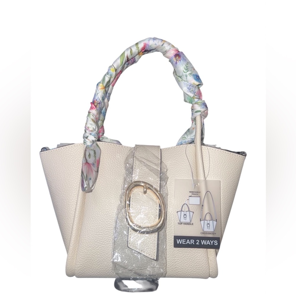 BCBGeneration Top Handle Mini Bucket Crossbody with Multi Colored Floral Scarf